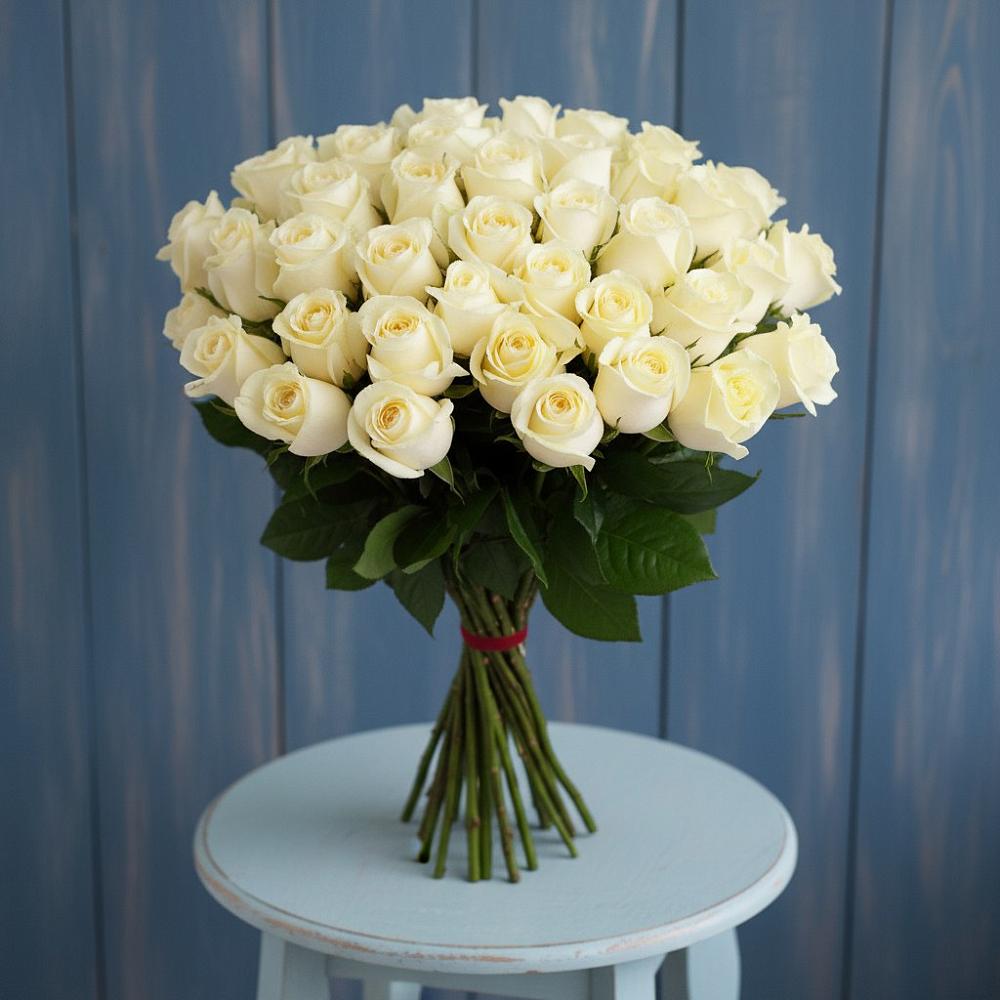 Букет 51 Белая роза Эдлесс Лав в Квиток