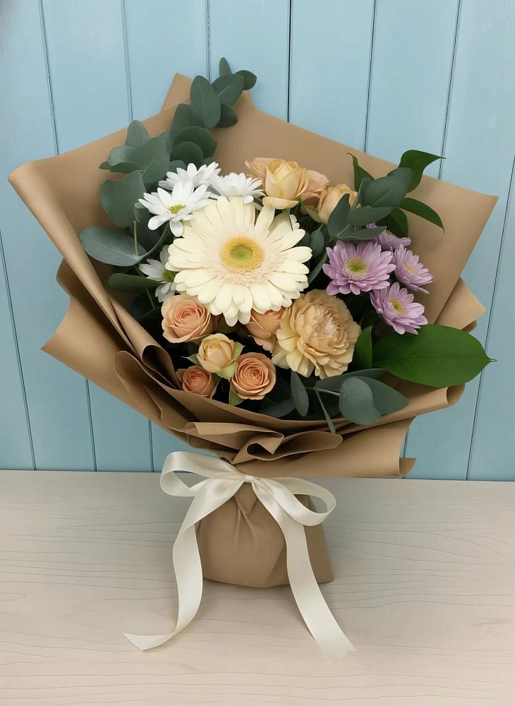 Букет цветов из: Герберы и Хризантемы в Квиток