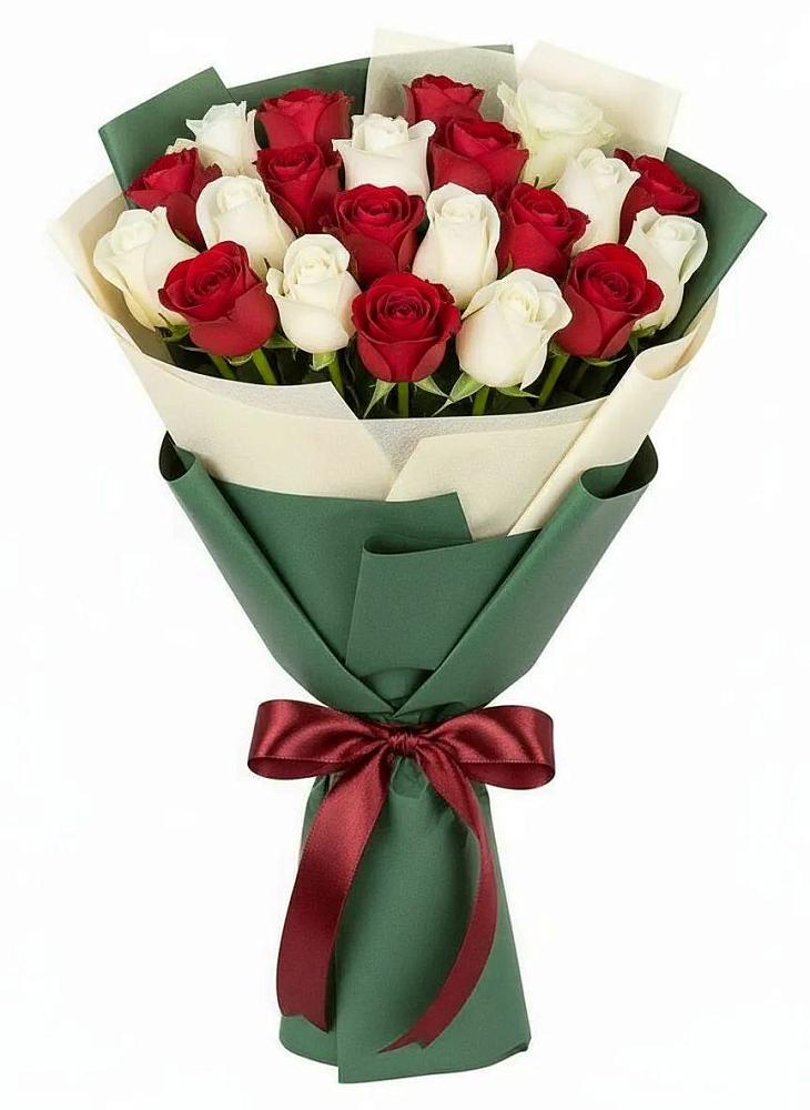 Букет Микс из красных и белых роз в Квиток