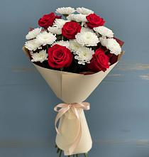 Букет цветов из:  Розы и Хризантемы в Квиток