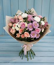 Букет цветов из:  Хризантемы, Розы и Альстромерии в Квиток