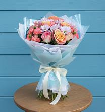 Букет цветов из:  Хризантемы и Розы в Квиток