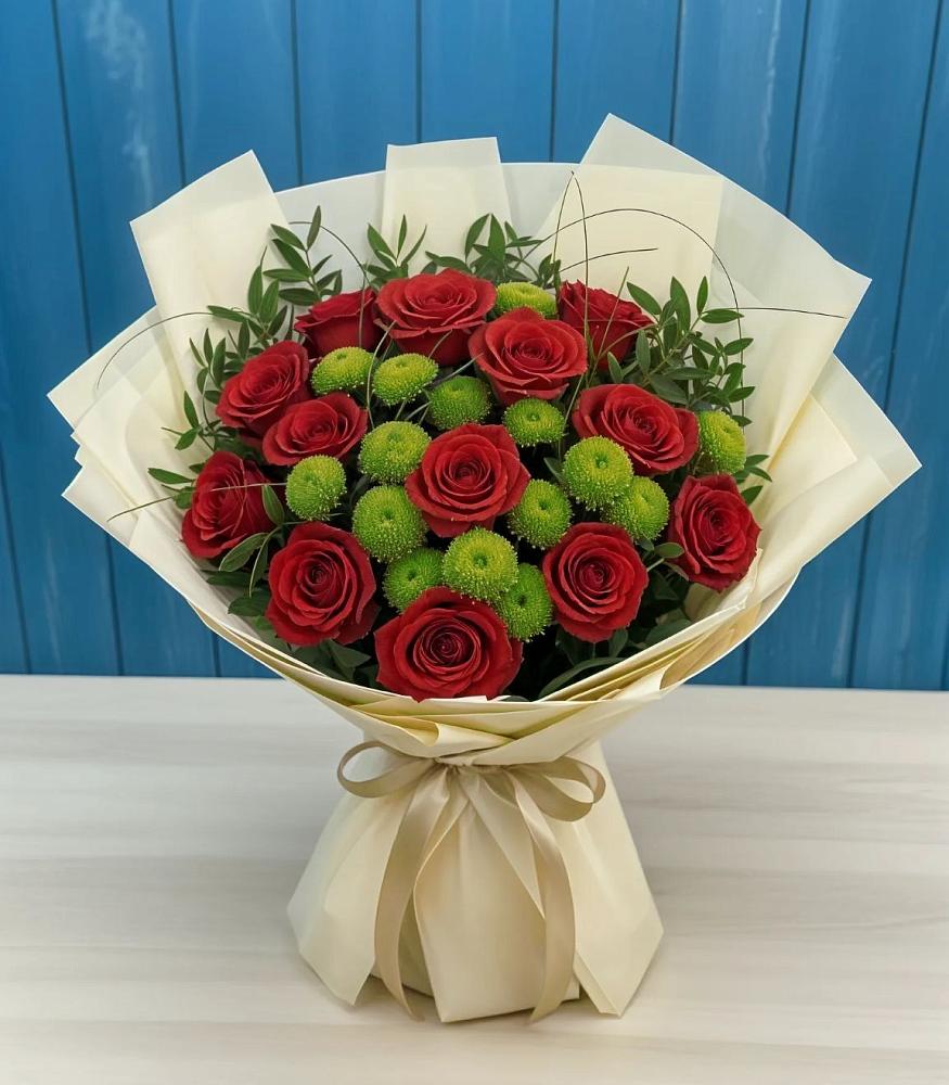 Букет цветов из: Розы и Хризантемы в Квиток