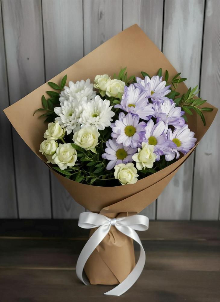Букет цветов из: Хризантемы и Розы в Квиток