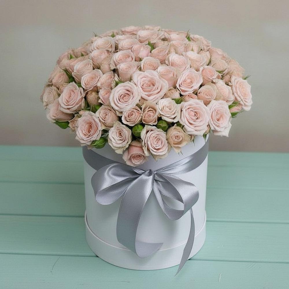 Цветочная композиция из Розы в шляпной коробке в Квиток